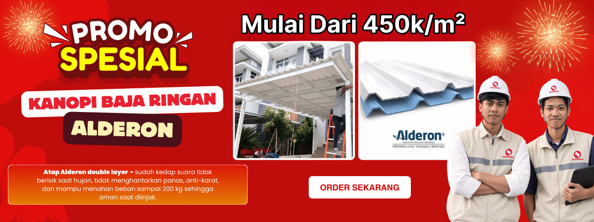 Kanopi Baja Ringan Atap Alderon Double Layer Mulai 450 Ribu per Meter